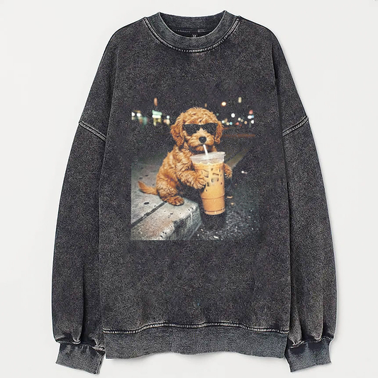 Funny Goldendoodle Drinking Iced Coffee Sweatshirt