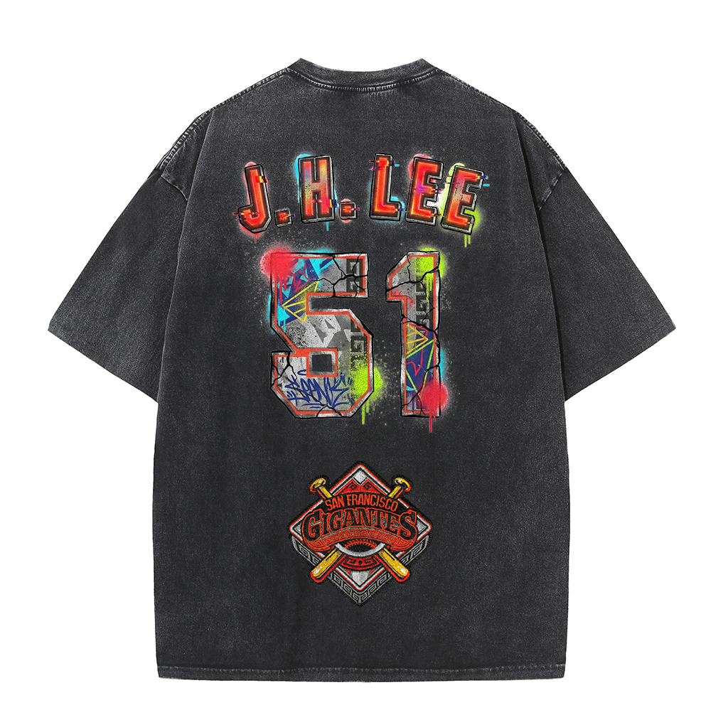 Graffiti Number Graphic Washed T-Shirt – Double-Sided Vintage Streetwear Cotton Tee