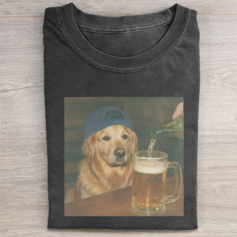 Funny Golden Retriever Drinking Beer T-shirt