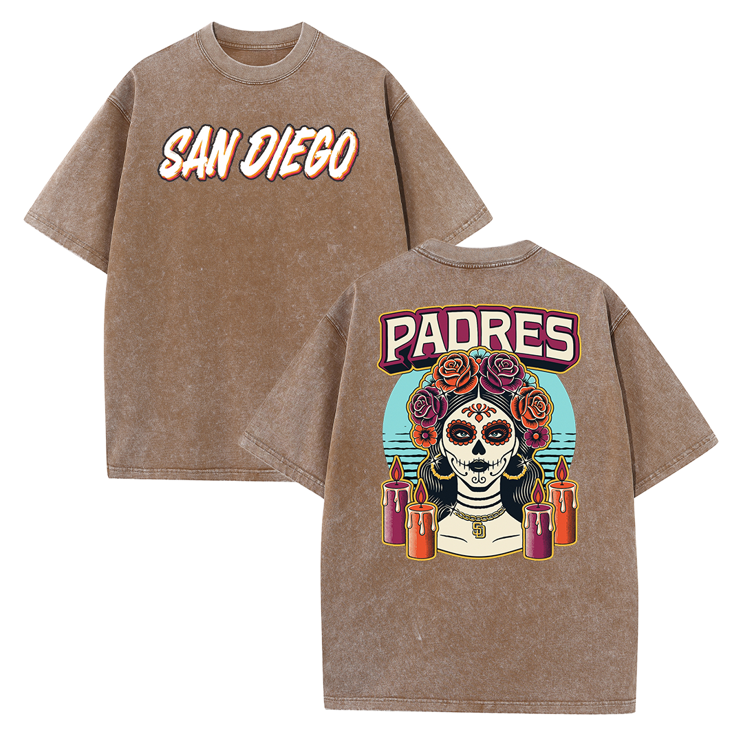 San Diego Skull Rose Graphic T Shirt
