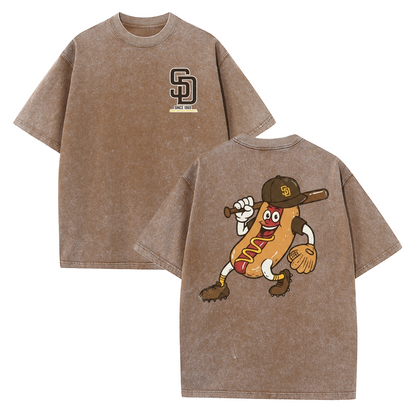 San Diego Cartoon Baseball Hotdog Vintage Style T Shirt