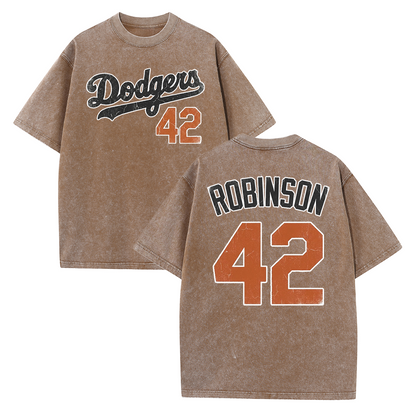 LA 42 Vintage Number Graphic Baseball T Shirt