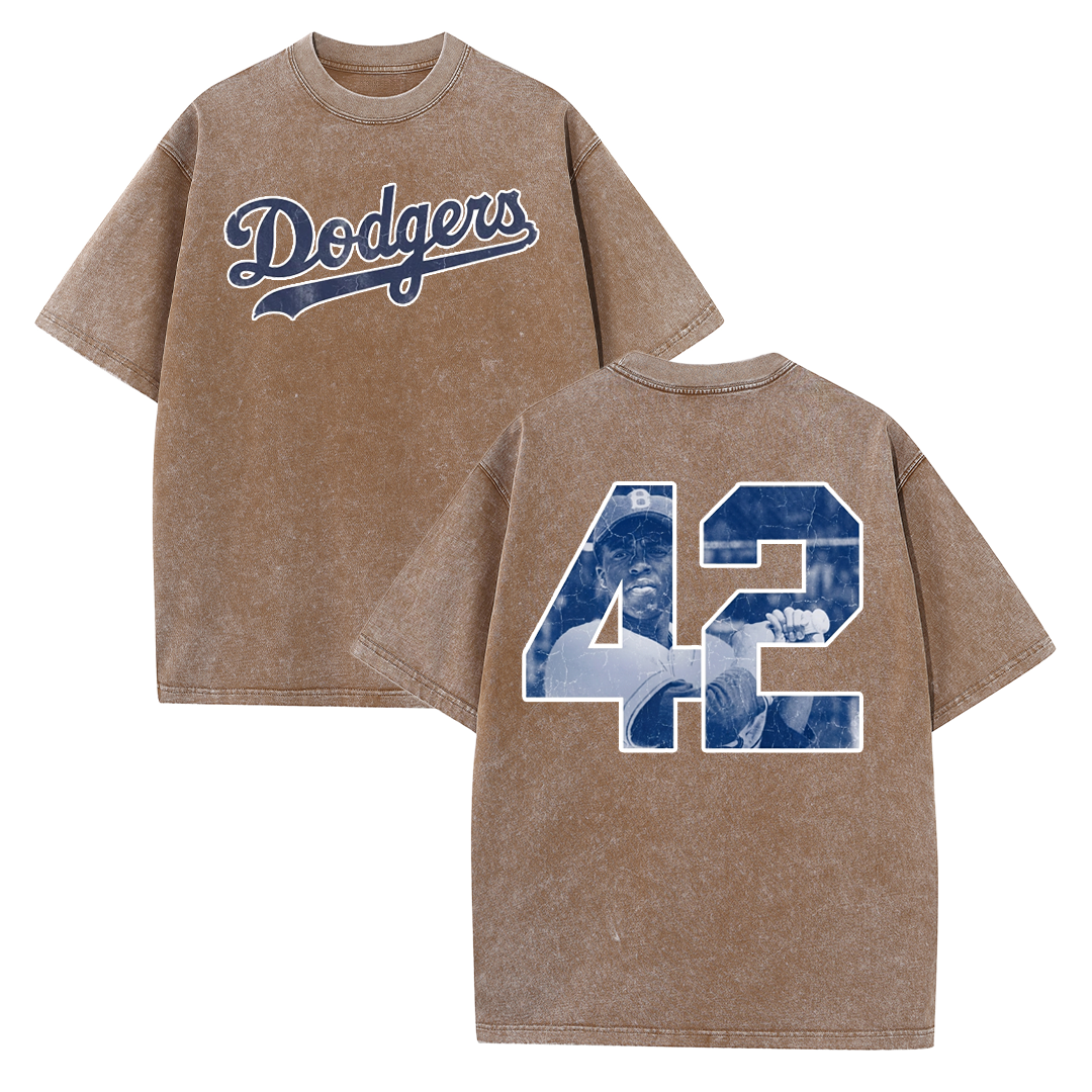 Vintage Washed LA Blue Script 42 Player Graphic T Shirt
