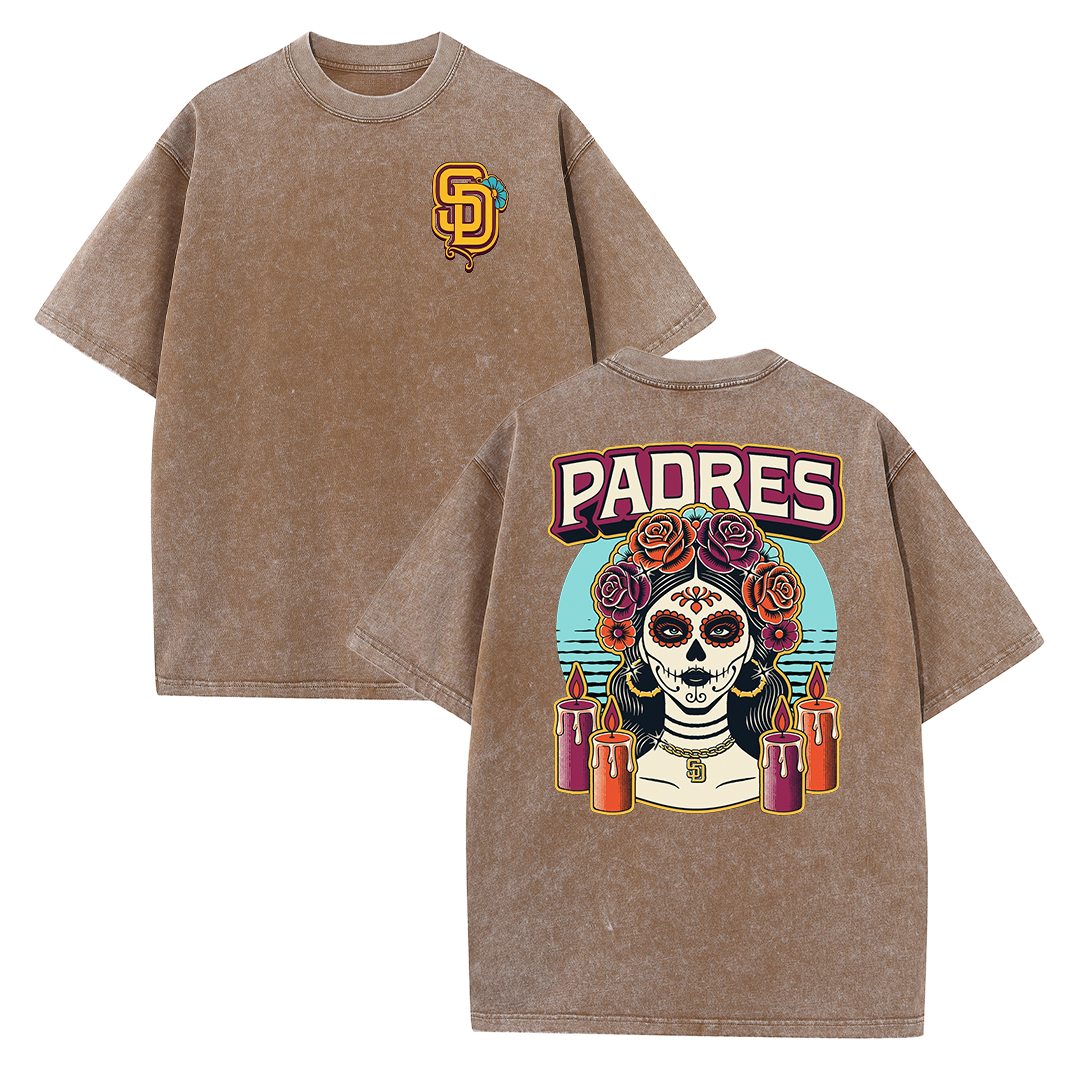 San Diego Skull Rose Candle Graphic T Shirt