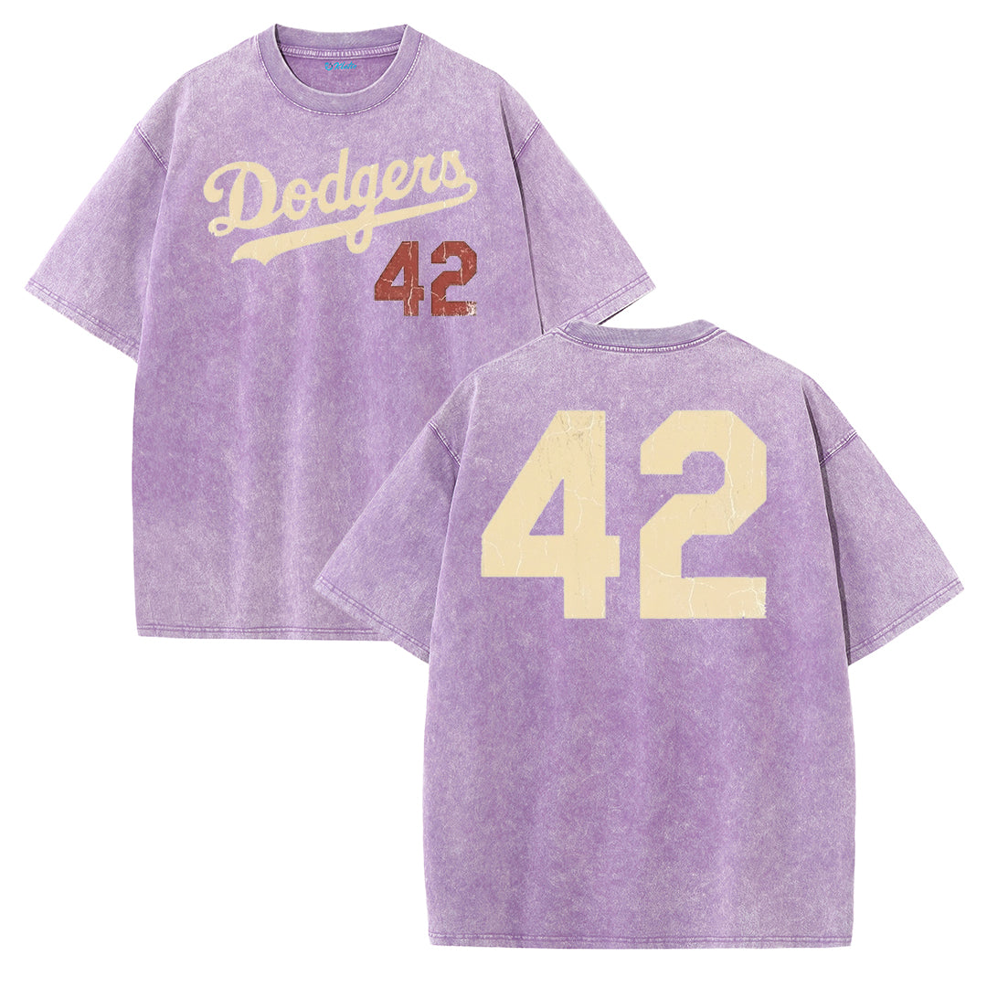 Retro Distressed Los Angeles Style Baseball Graphic Washed Cotton T-Shirt