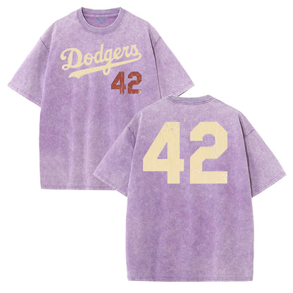 Retro Distressed Los Angeles Style Baseball Graphic Washed Cotton T-Shirt