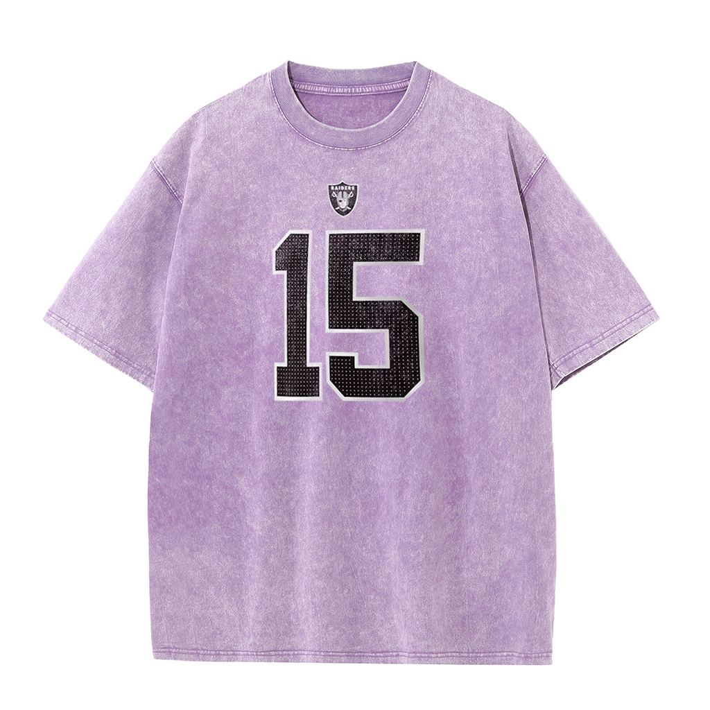 Vegas Vintage Washed Player Style Graphic T-Shirt