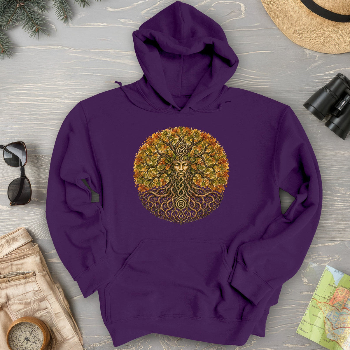 Green Man Autumn Bloom Hoodie