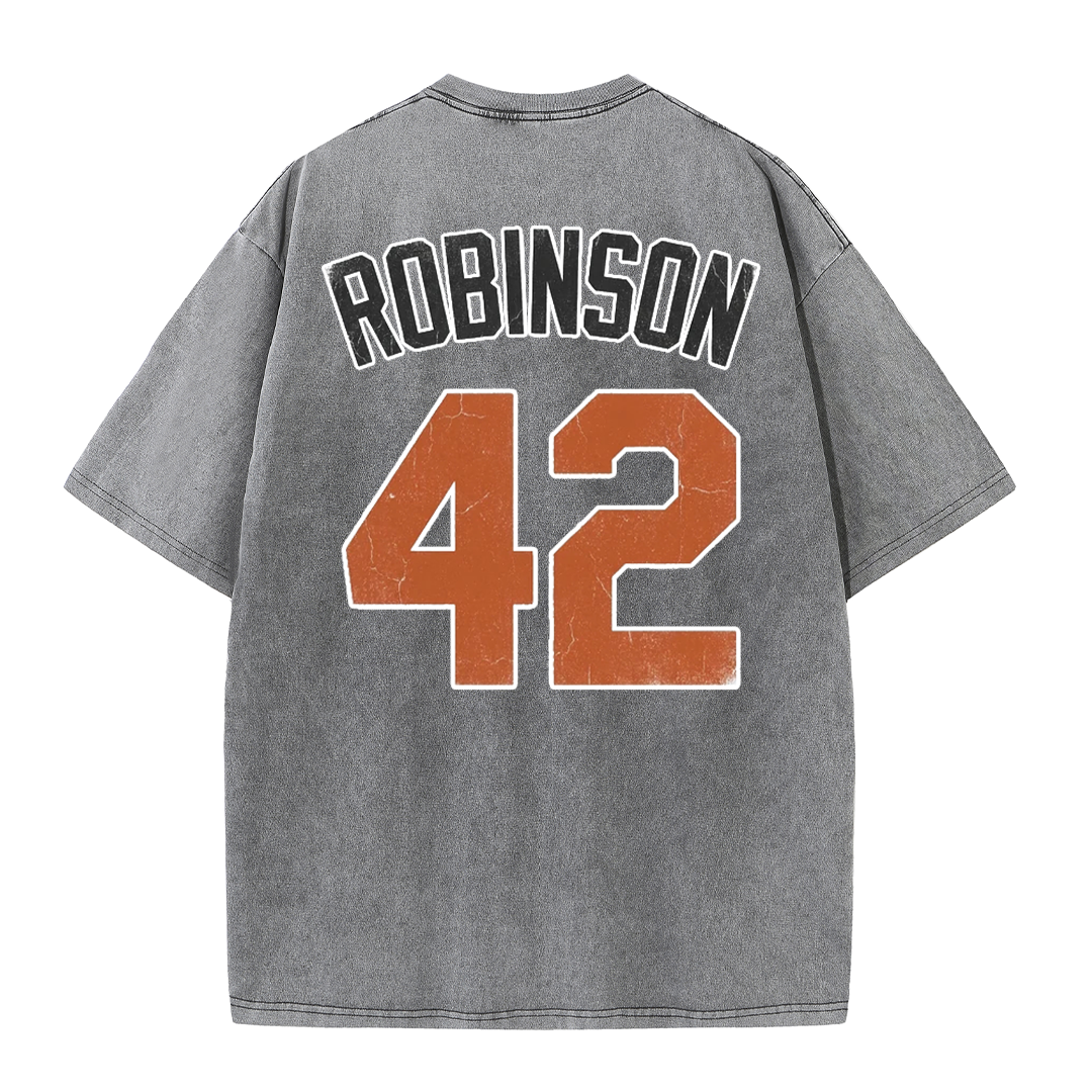 LA 42 Vintage Number Graphic Baseball T Shirt