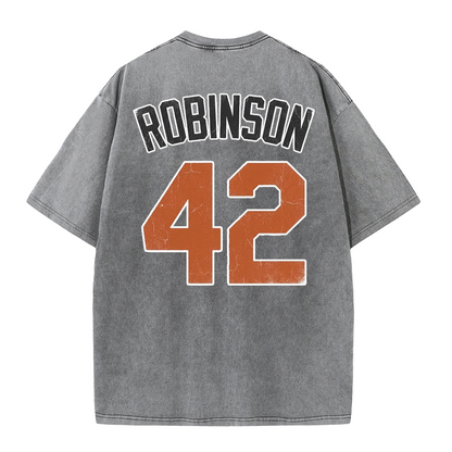 LA 42 Vintage Number Graphic Baseball T Shirt