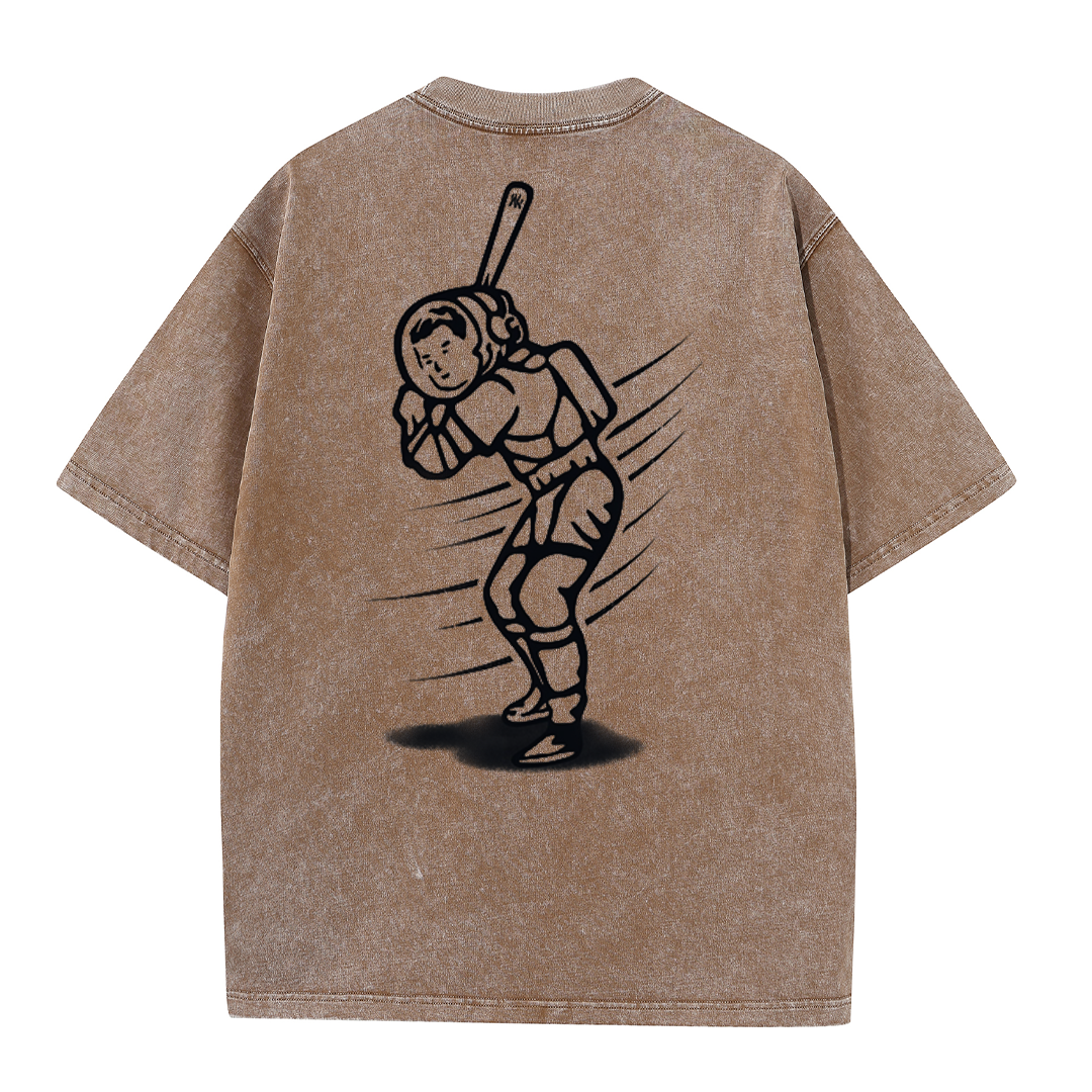 New York Inspired Space Baseball Player Retro Distressed T-Shirt