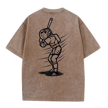 New York Inspired Space Baseball Player Retro Distressed T-Shirt