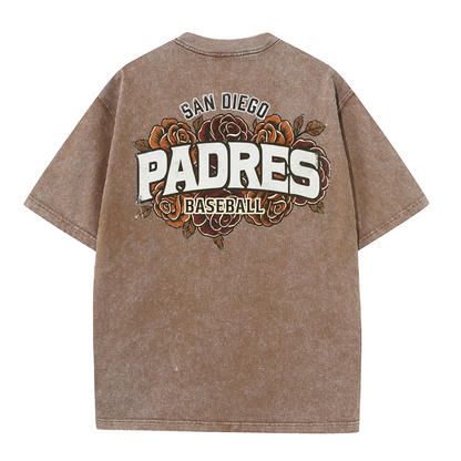 San Diego Floral Script Baseball Graphic Vintage Washed T Shirt