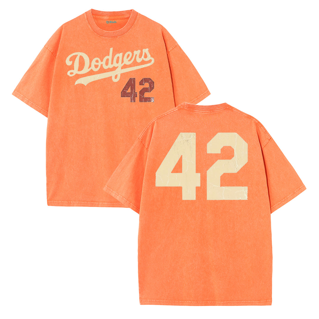Retro Distressed Los Angeles Style Baseball Graphic Washed Cotton T-Shirt