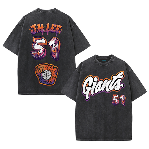 Retro Number Print Washed T-Shirt – Urban Graphic Streetwear Tee