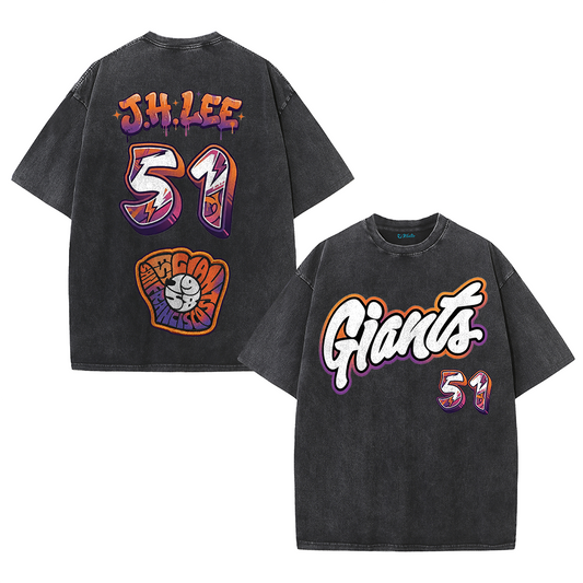 Retro Number Print Washed T-Shirt – Urban Graphic Streetwear Tee