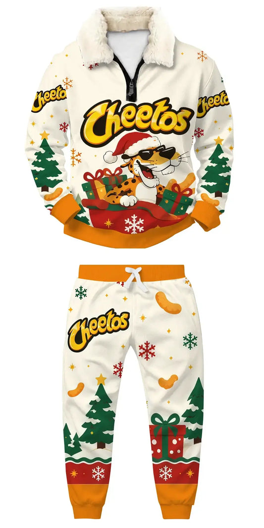 Festive Snacks Ugly Quarter Zip Sweatshirt & Sweatpant Set