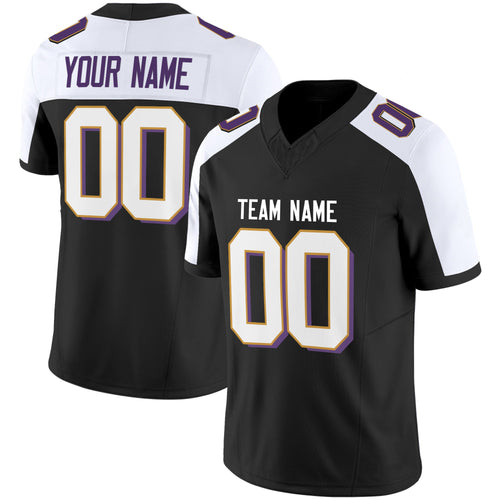 Black Alternate White-Gold Authentic Custom Football Jersey