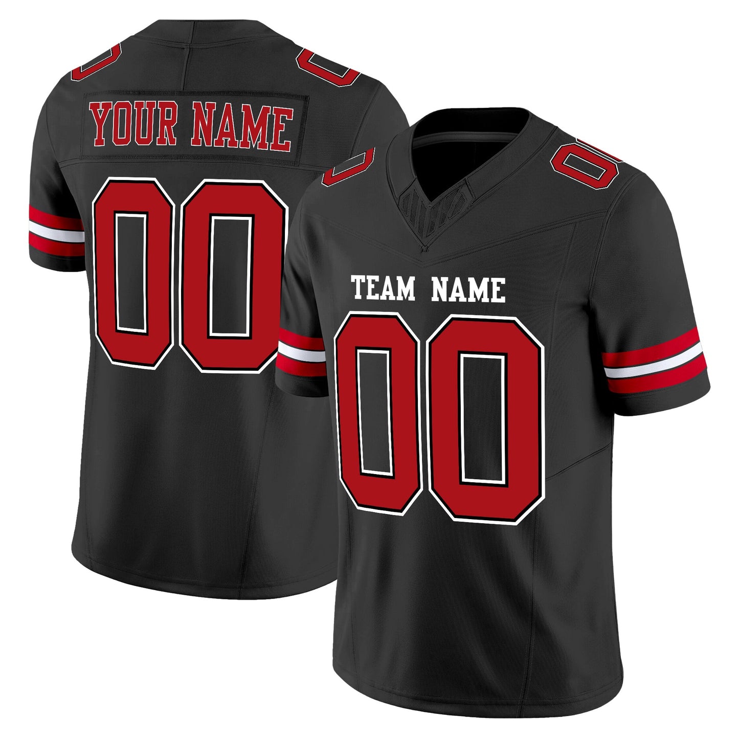 Black Red-White Authentic Custom Football Jersey