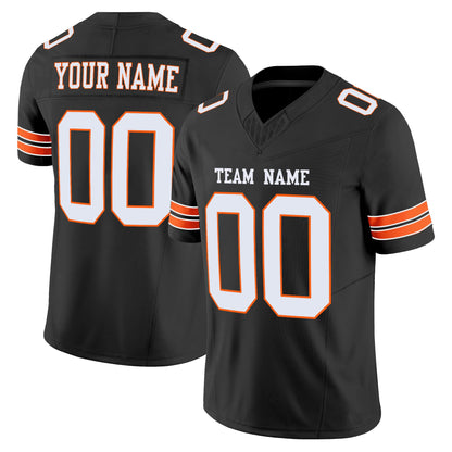 Black White-Orange Authentic Custom Football Jersey