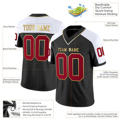 Black Alternate Red-Gold Authentic Custom Football Jersey