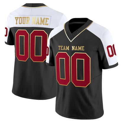 Black Alternate Red-Gold Authentic Custom Football Jersey