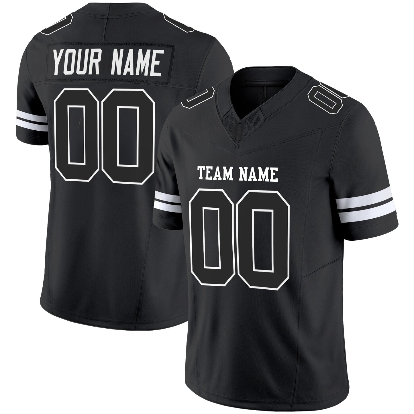 Black Black-White Authentic Custom Football Jersey
