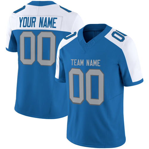 Blue Alternate Gray Authentic Custom Football Jersey