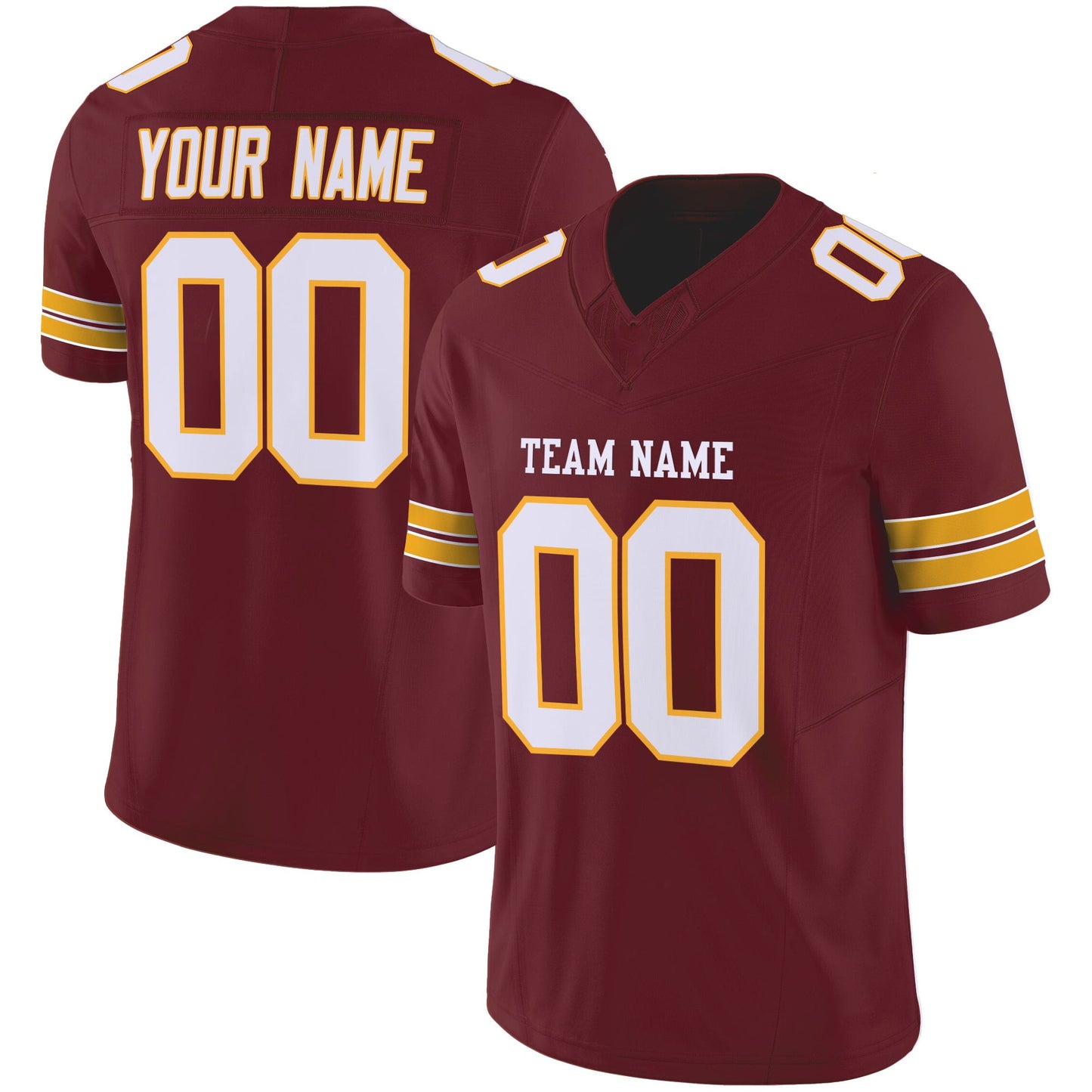 Burgundy White-Gold Authentic Custom Football Jersey