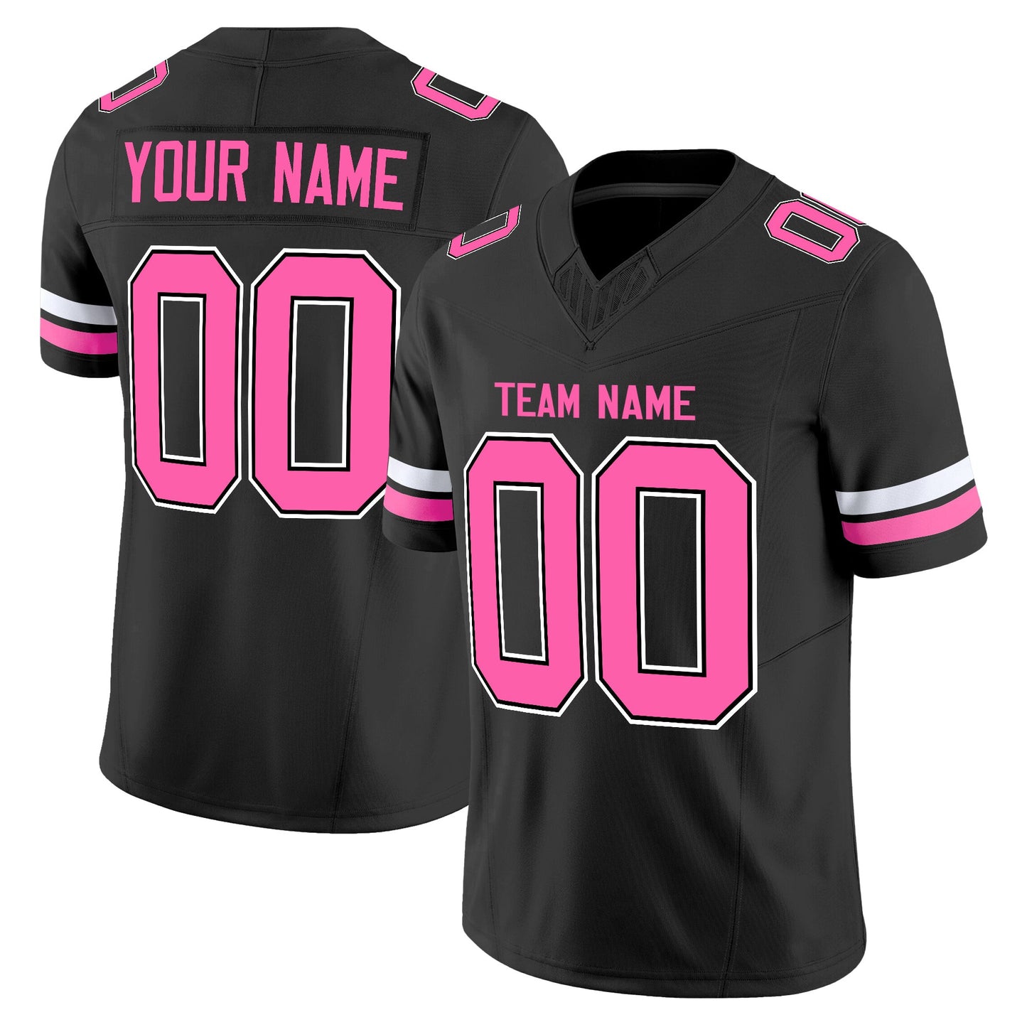 Black Pink-White Authentic Custom Football Jersey