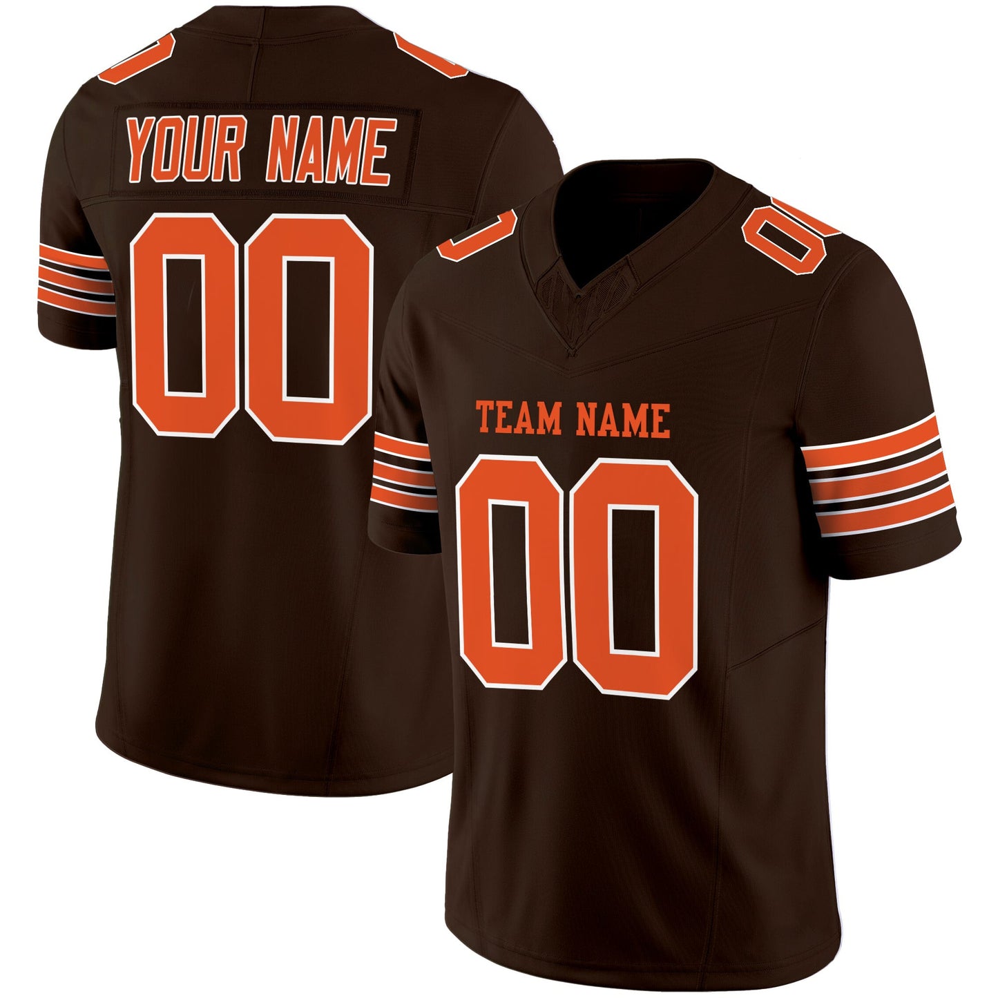 Brown Orange-White Authentic-Custom Football Jersey