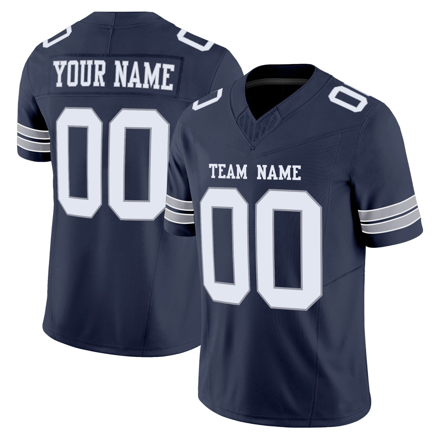 Navy White-Light Gray Authentic Custom Football Jersey