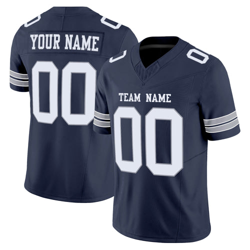Navy White-Light Gray Authentic Custom Football Jersey