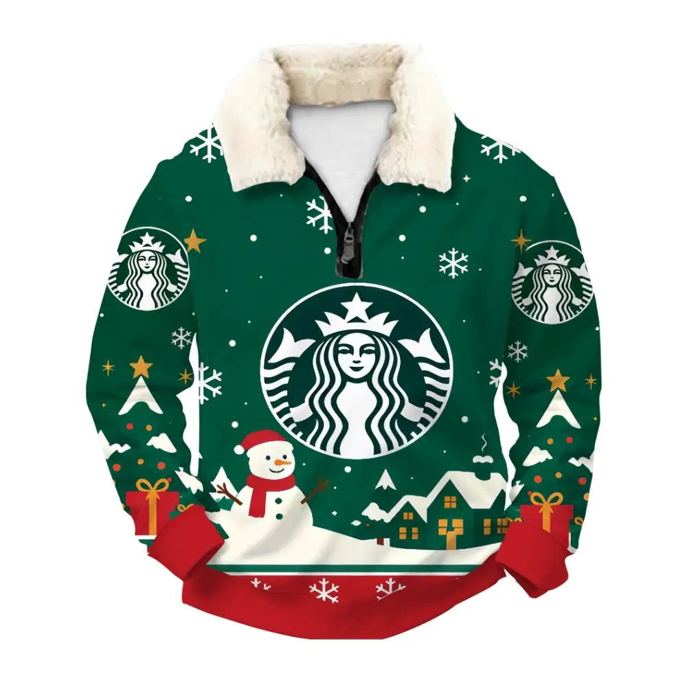 Green Coffee Ugly Quarter Zip Sweatshirt & Sweatpant Set