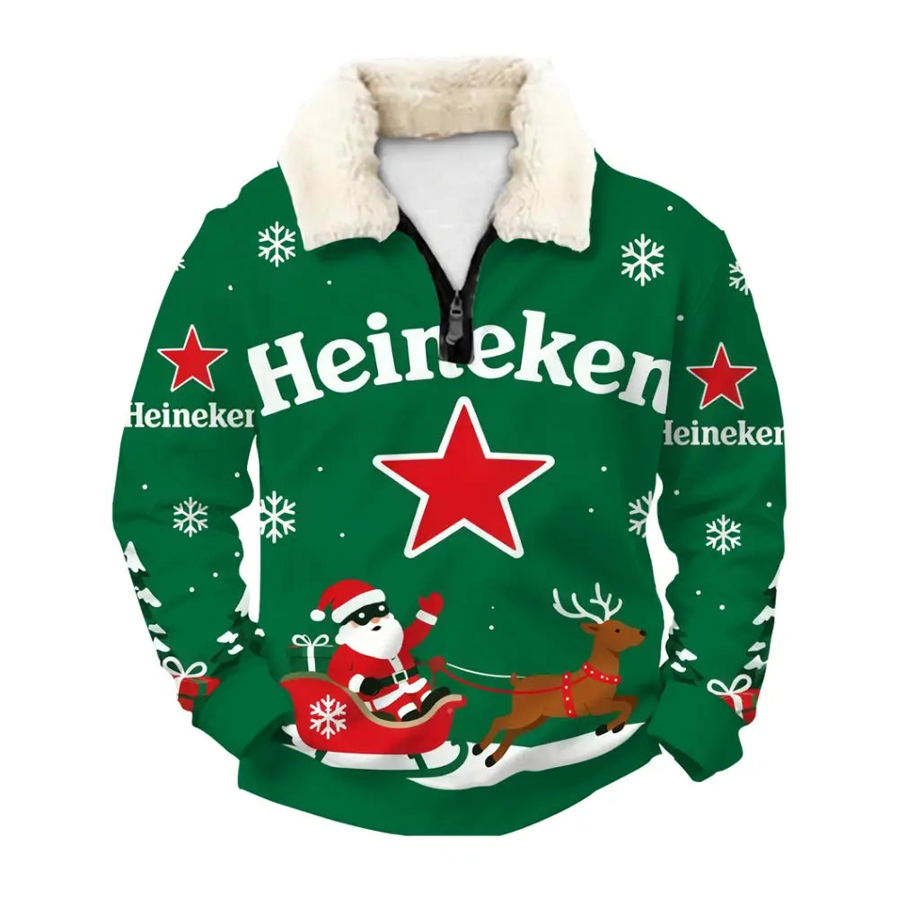 Green Santa Ugly Quarter Zip Sweatshirt & Sweatpant Set