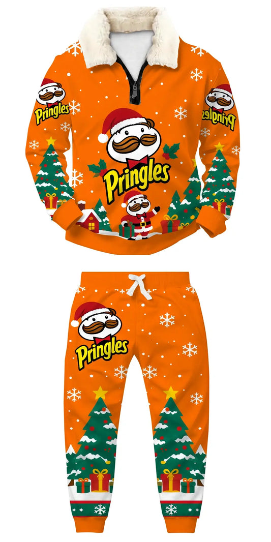 Orange Treats Ugly Quarter Zip Sweatshirt & Sweatpant Set