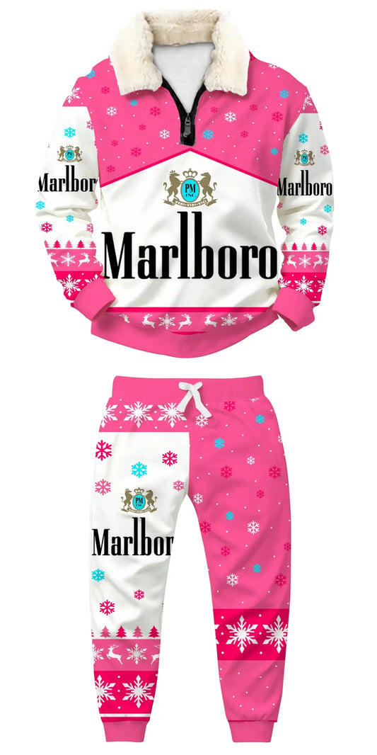 Pink Smoke Ugly Quarter Zip Sweatshirt & Sweatpant Set