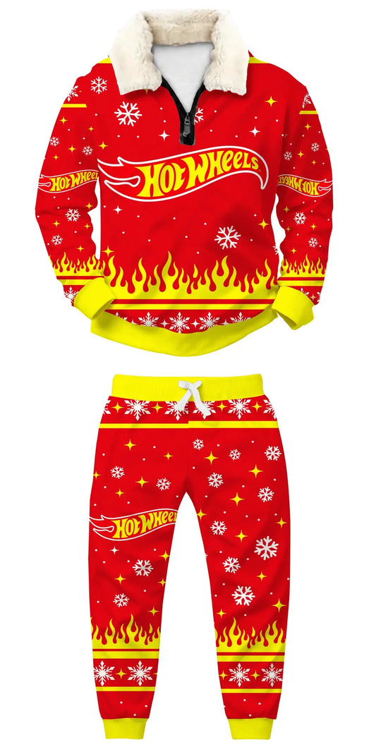 Racing Flames Ugly Quarter Zip Sweatshirt & Sweatpant Set