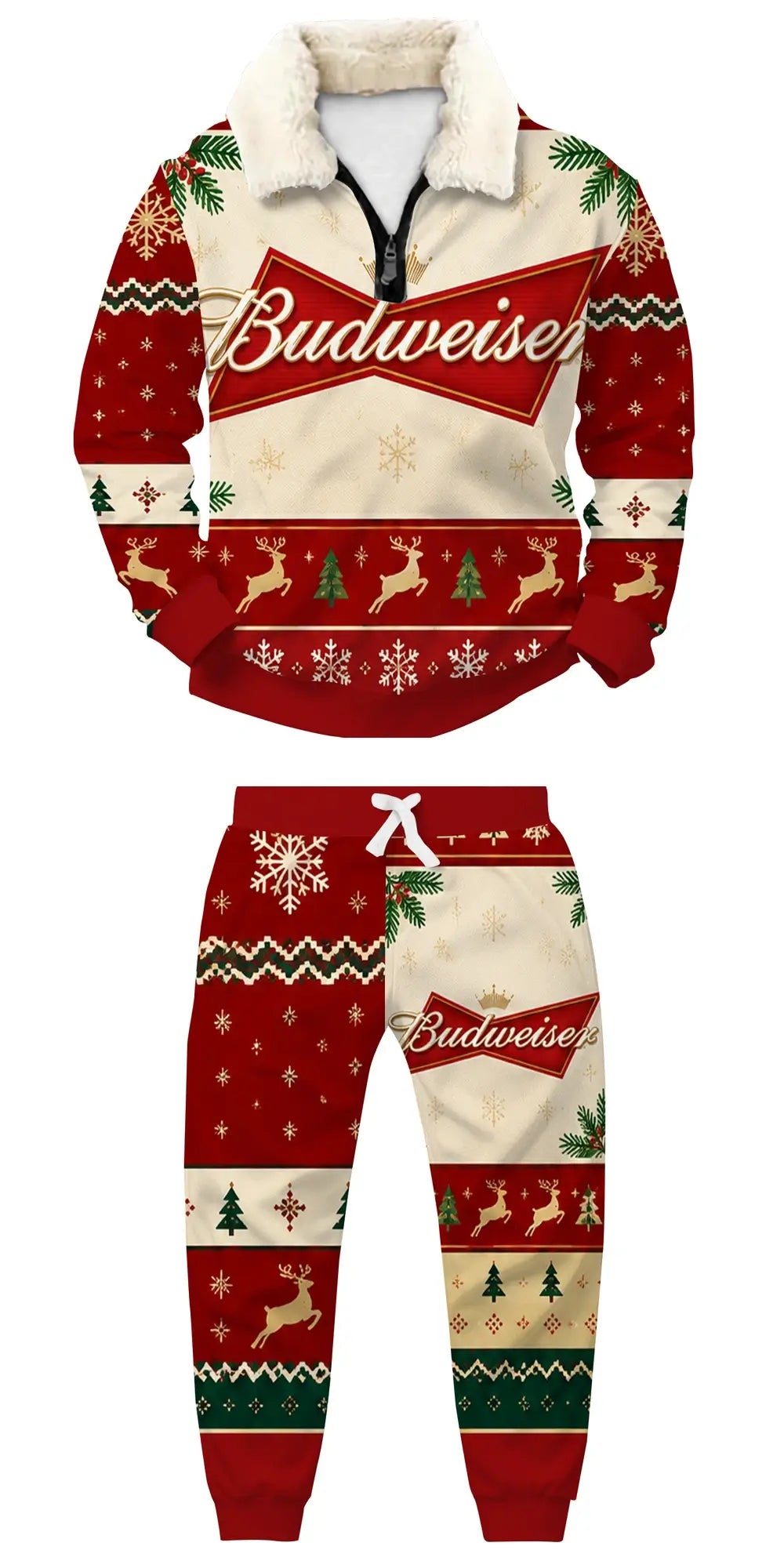 Red Brew Ugly Quarter Zip Sweatshirt & Sweatpant Set