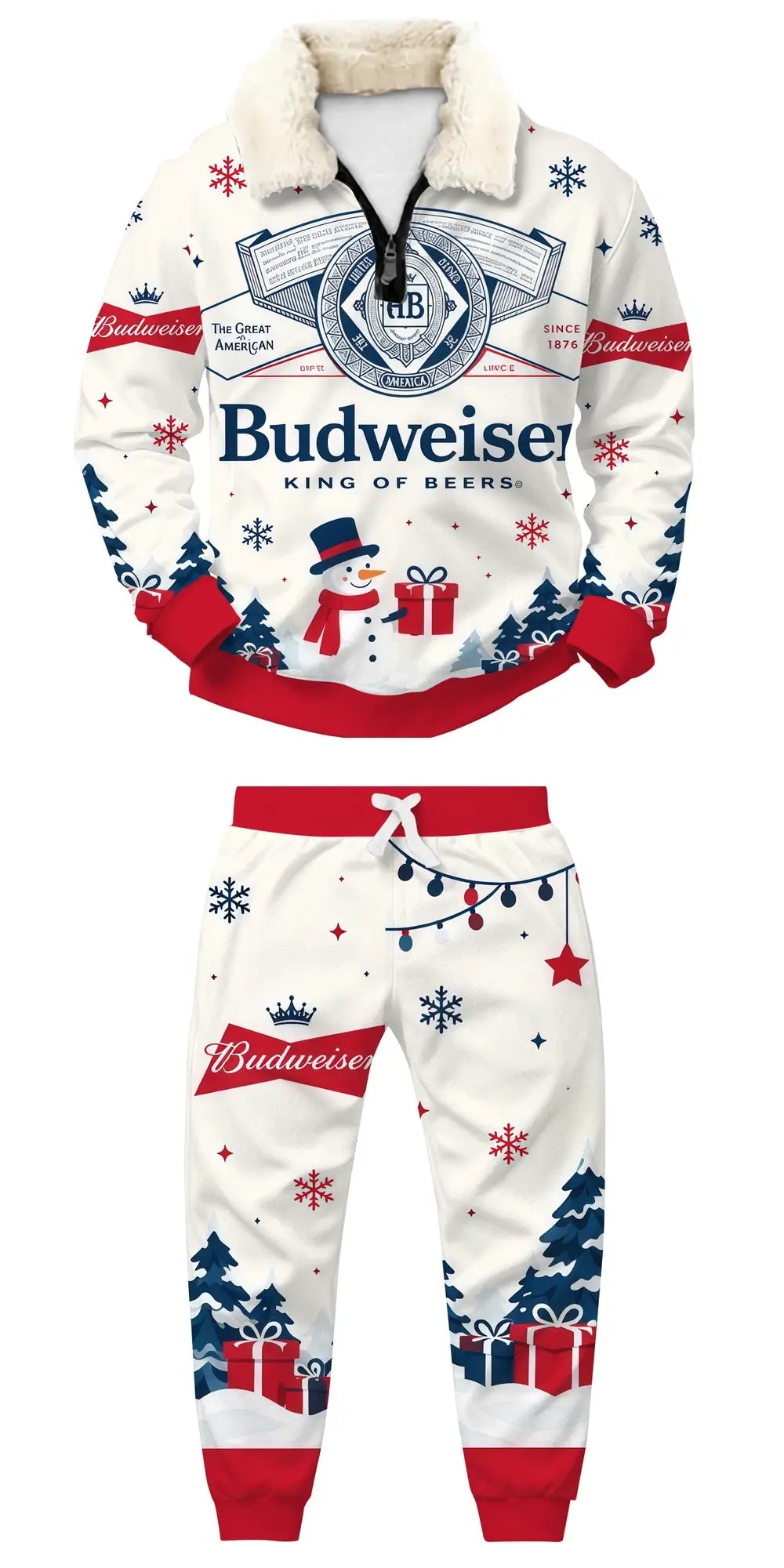 Red Santa Ugly Quarter Zip Sweatshirt & Sweatpant Set