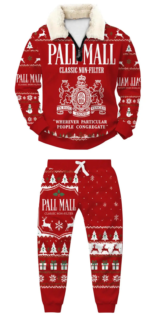 Red Smoke Ugly Quarter Zip Sweatshirt & Sweatpant Set