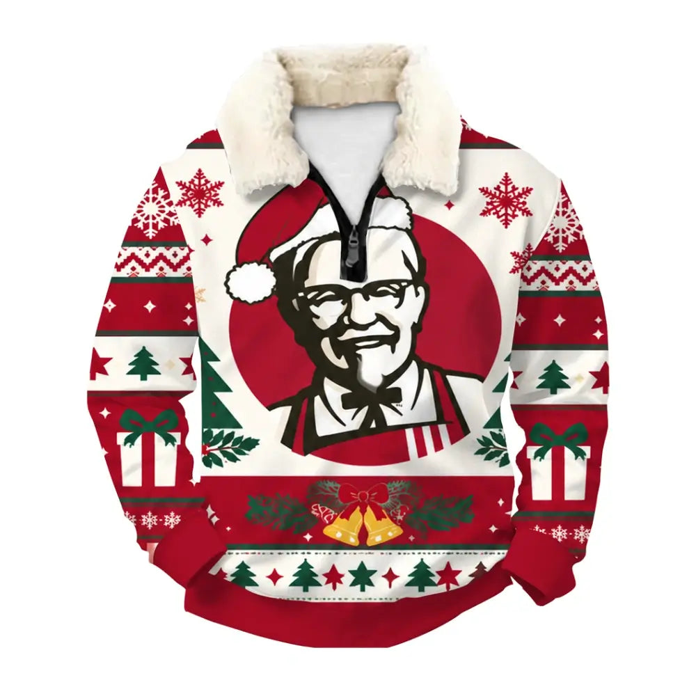 Santa Burger Ugly Quarter Zip Sweatshirt & Sweatpant Set