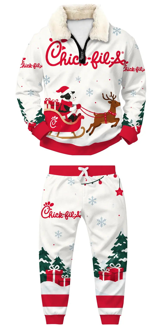 Santa Ride Ugly Quarter Zip Sweatshirt & Sweatpant Set