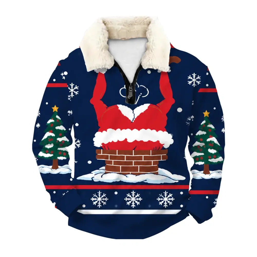 Stuck Santa Ugly Quarter Zip Sweatshirt & Sweatpant Set