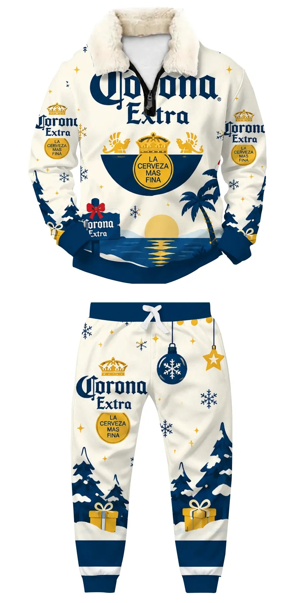 Tropical Christmas Ugly Quarter Zip Sweatshirt & Sweatpant Set