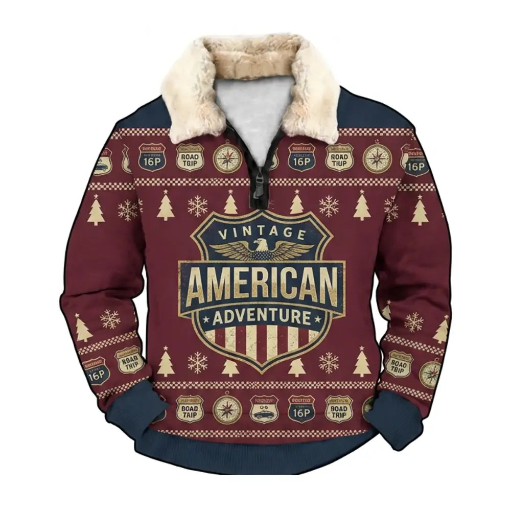 Vintage American Adventure Ugly Quarter Zip Sweatshirt & Sweatpant Set