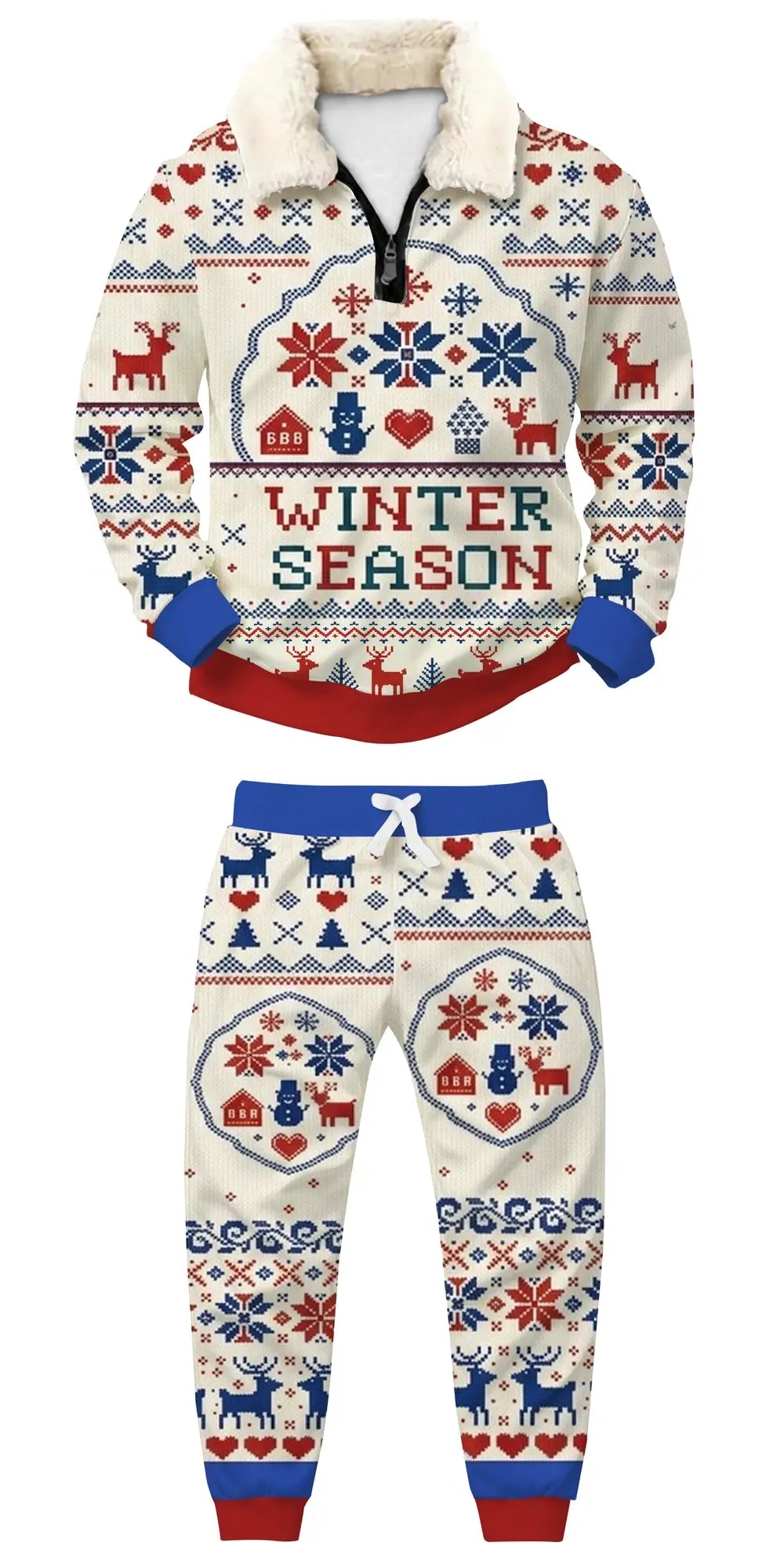 Winter Season Ugly Quarter Zip Sweatshirt & Sweatpant Set